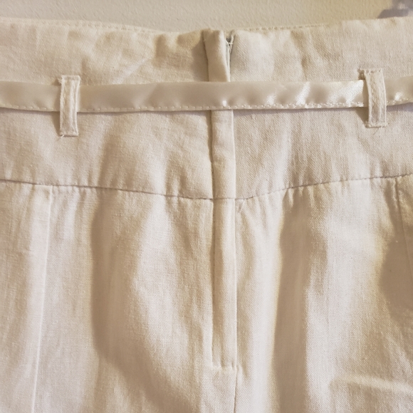 Suzy Shier Skirt A-Line Linen White Silk Ribbon Belt Back Zip Boho Woman 27 EUC - Picture 5 of 11